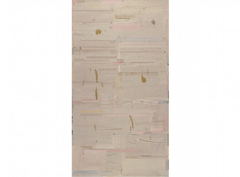 梁銓《茶禪之三》．布面綜合材料．183×100cm．2006。