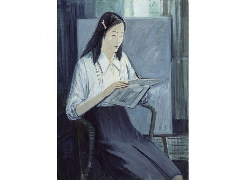 蕭如松《少女》．紙本水彩．100×72.5cm。