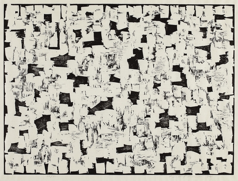 李禹煥《互依性圖像》.木刻.64×83.6 cm.1979。(光州市立美術館河正雄藏品)