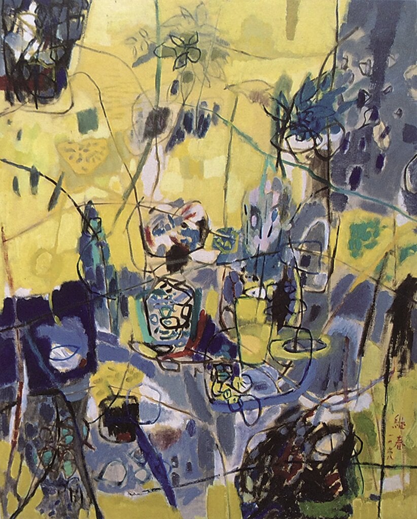 廖繼春1968年作〈窗前靜物〉，100×81公分，油彩畫布，私人收藏。