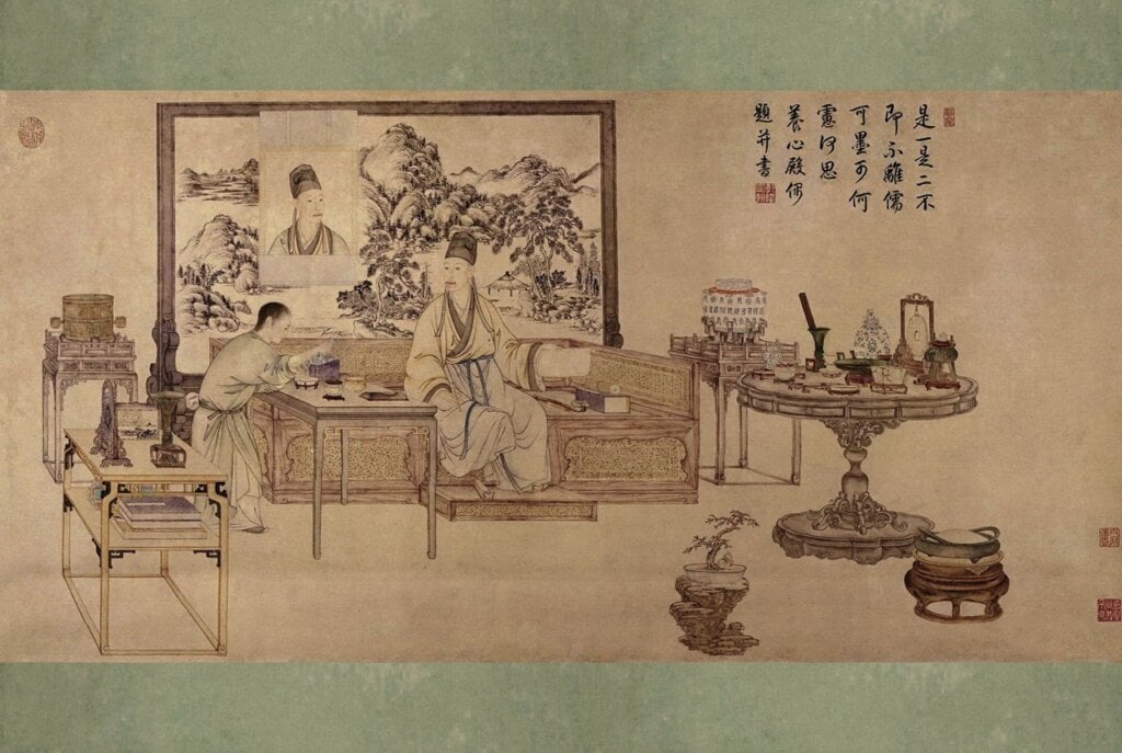 圖6b 明沈周〈滄州趣圖〉卷，紙本設色，縱30.1公分、橫400.2公分，北京故宮博物院藏。圖為局部。