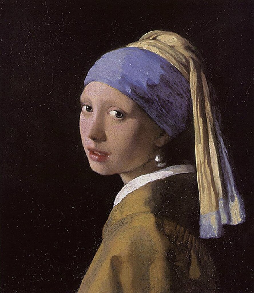 Jan Vermeer1665～1666年作〈戴珍珠耳環的少女〉，44.5×39公分，油彩畫布，海牙莫瑞修斯博物館。