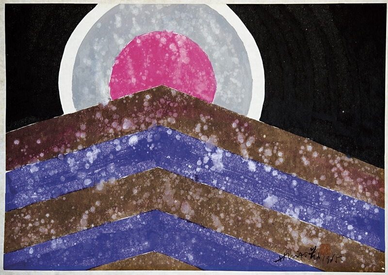 蕭勤，陽，紙上壓克力，58x81cm，1965。