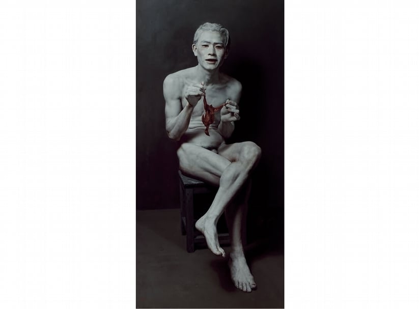 石冲《欣慰中的年青人》.布面油畫.152×74 cm.1995。圖/中國嘉德