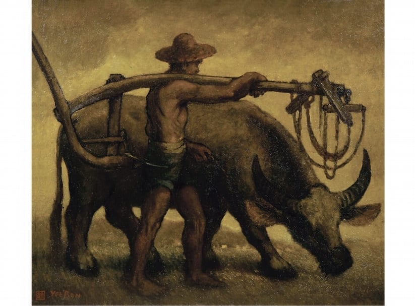 余本《晚歸》.布面油畫.94×82 cm.1935。圖/中國嘉德
