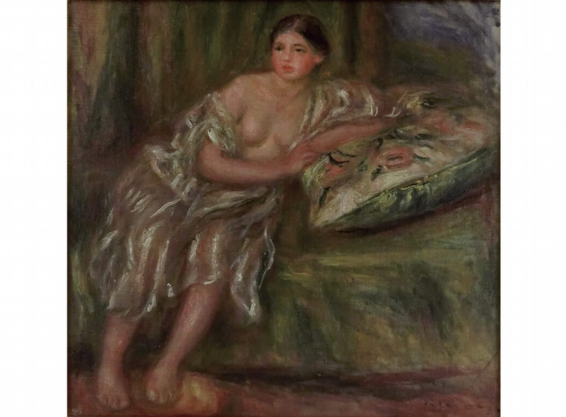 雷諾瓦《Femme au divan》．油彩畫布．34×35 cm。（圖／日動畫廊）
