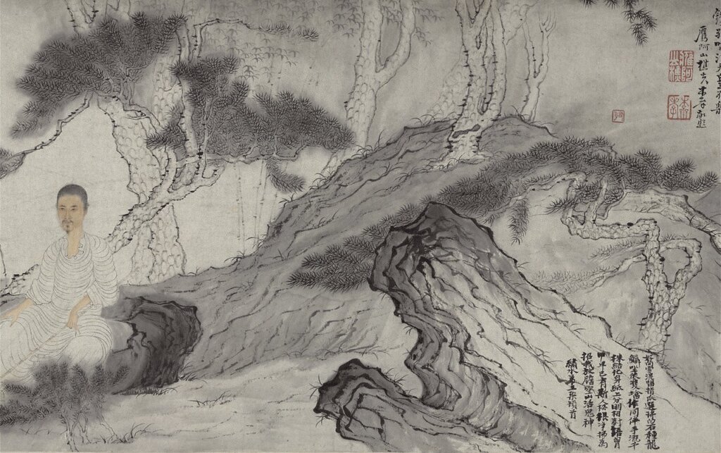 清石濤〈自寫種松圖小照〉，國立故宮博物院藏。圖為局部。 下圖8 清初〈京杭運河圖卷〉，國立故宮博物院藏。圖為局部。