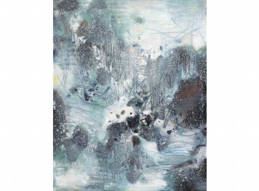朱德群《冬之組合》.油彩、畫布.80.5×65 cm.1985。