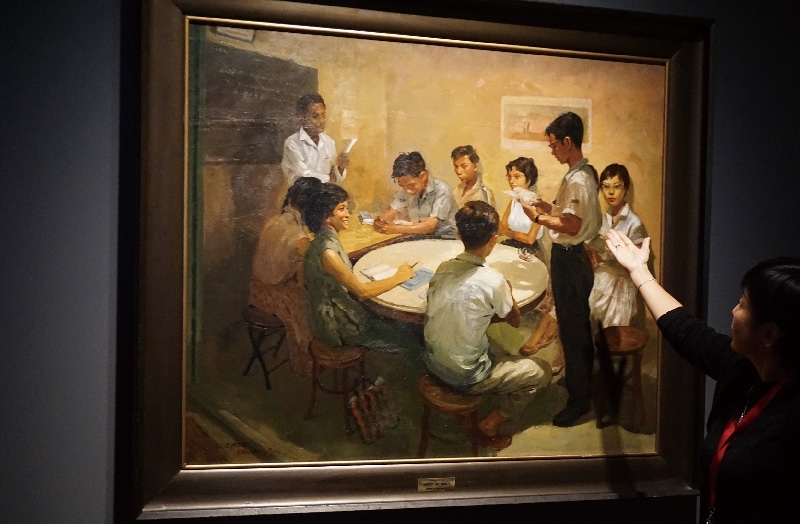 蔡名智於1959年創作的《國語課》畫作。此作,恰是新加坡與馬來西亞關係的歷史見證。