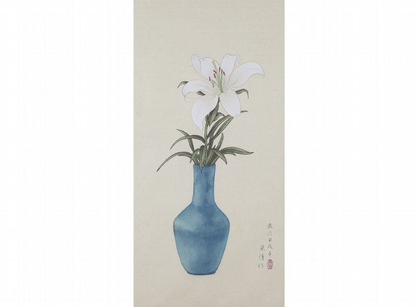 吳嵐倩1993年作〈百合花（Lily）〉，紙本設色，29×58.5 公分。©吳嵐倩。