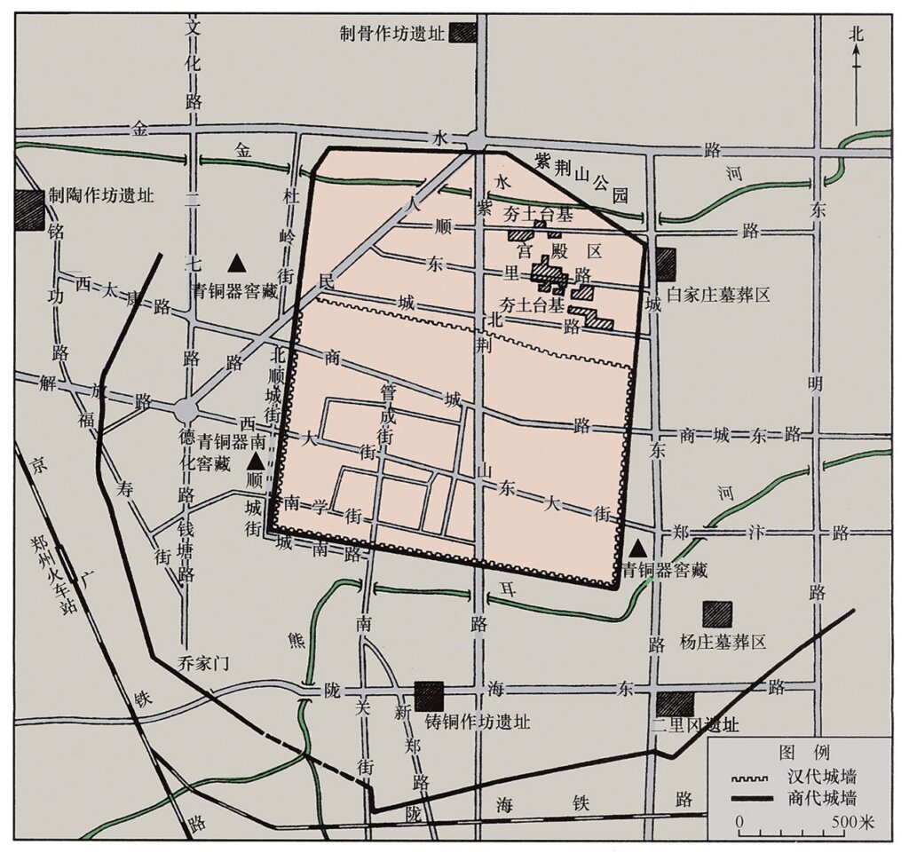 鄭州商城周邊遺址地圖。
