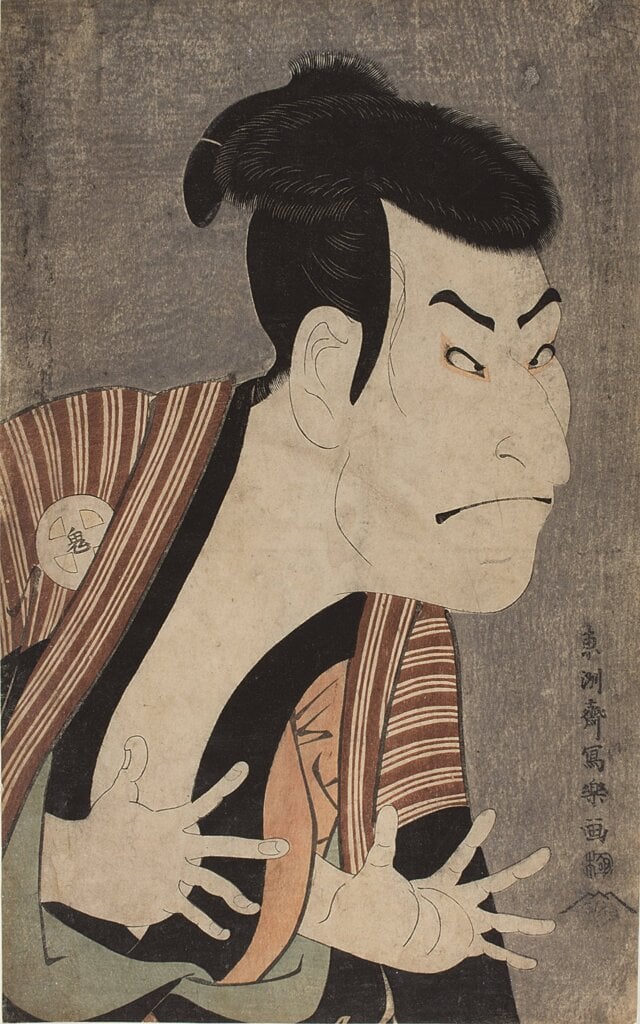 東洲齋寫樂1794年作〈三代大谷鬼次飾演的江戶兵衛〉，大判錦繪，Philadelphia Museum of Art：The Samuel S. White 3rd and Vera White Collection，1956。攝影╱Mae Belle Vargas。