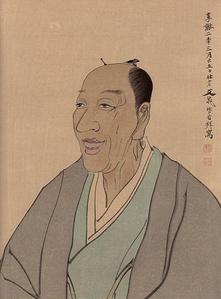 江戶時代谷文晁〈木村蒹葭堂像〉,日本重要文化財。日本大阪府教育委員會藏。