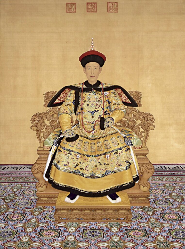 郎世寧〈清高宗乾隆帝朝服像〉，北京故宮博物院藏。