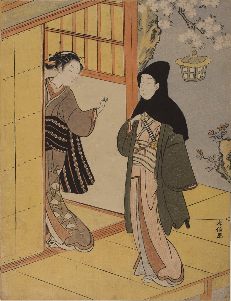 鈴木春信1767年作〈夜訪圖〉，中判錦繪，Philadelphia Museum of Art：Gift of Mr. and Mrs. Lessing J. Rosenwald，1959。攝影╱Mae Belle Vargas。