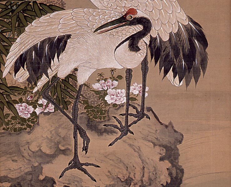 大友月湖〈雙鶴圖〉，日本神戶市立博物館藏。