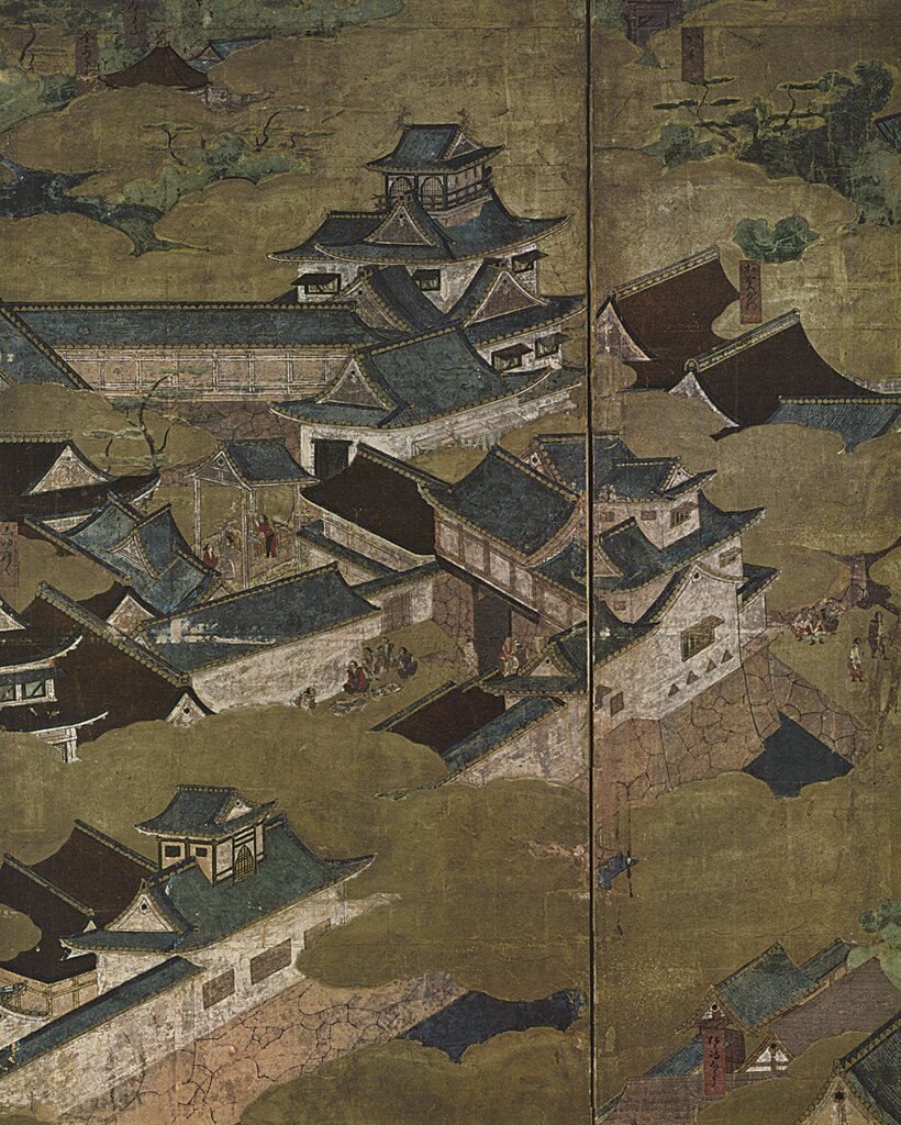〈聚樂第屏風〉局部，三井紀念美術館藏。引自《都の形象 洛中．洛外の世界》頁43。