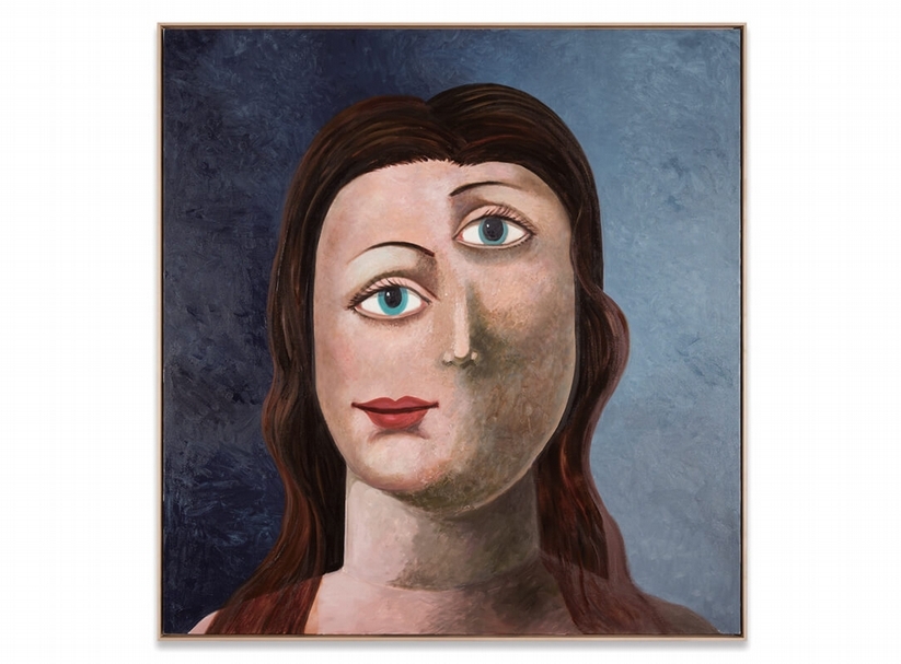 FIAC會場：Sprüth Magers 畫廊。喬治．康多（George Condo ）《Large Female Portrait》．油畫．2015。