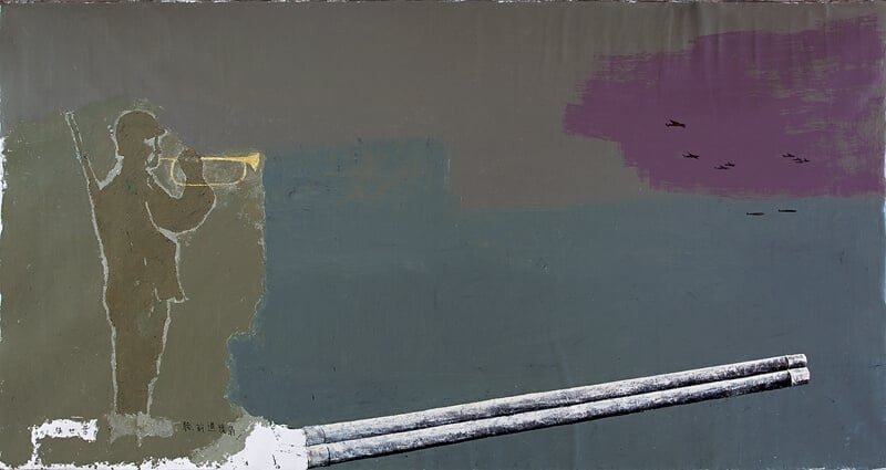 葉世強《前進號角》．油畫畫布．2009．216×411 cm。