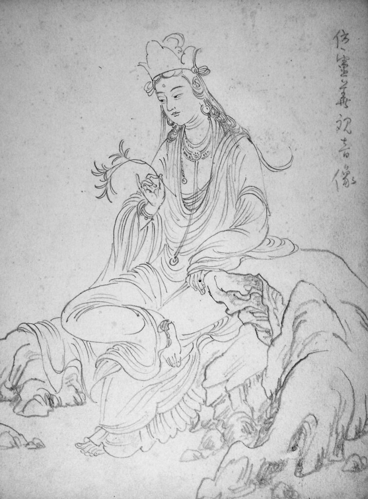 林玉山1935年作〈仿靈華觀音像（畫稿）〉，日本東京藝術大學藏。林柏亭提供。
