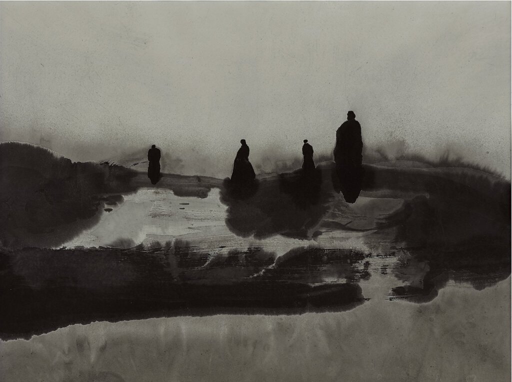 Aktis Gallery：高行健2013年作〈遊行者〉，紙本水墨，81×110公分。圖╱Aktis Gallery。
