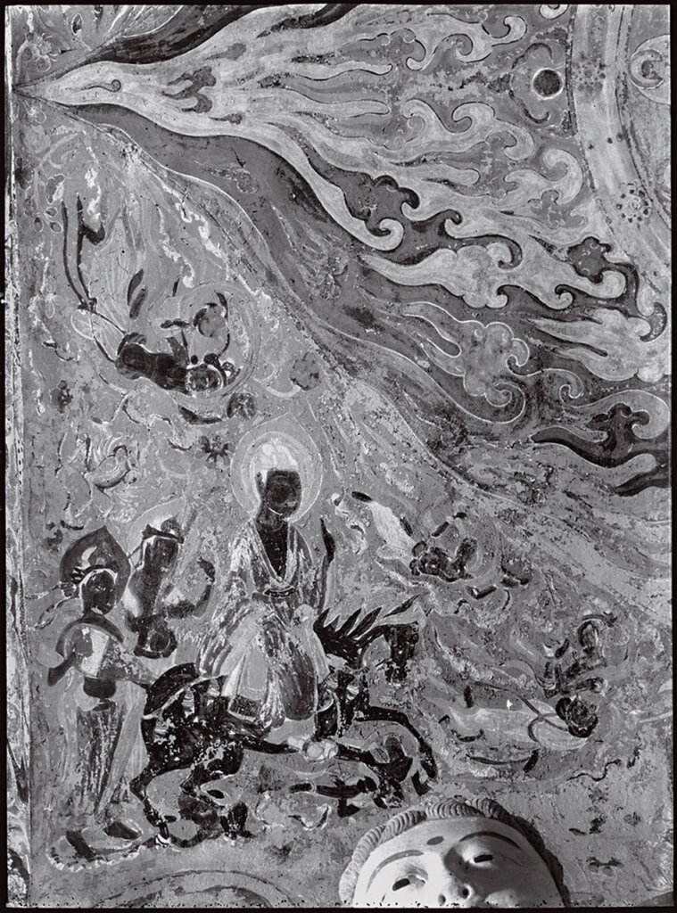 莫高窟第397窟之隋代至初唐壁畫，1943～1944年間黑白照片，羅寄梅夫婦檔案。
