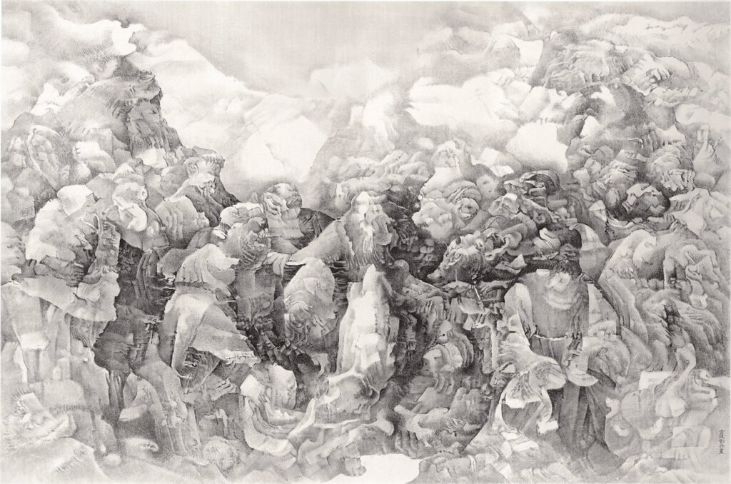 Eskenazi：劉丹〈縐褶被重新確定〉，紙本水墨，200×301公分。圖╱Eskenazi。