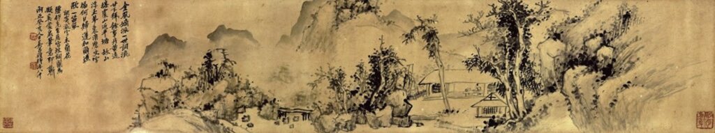 吳昌碩〈寫校詞圖〉，25×134.5公分，成交價新台幣849.6萬元。