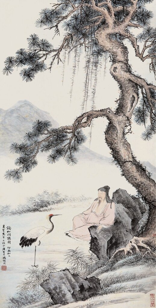 劉旦宅〈遊騎圖〉，設色紙本立軸，95×51公分。