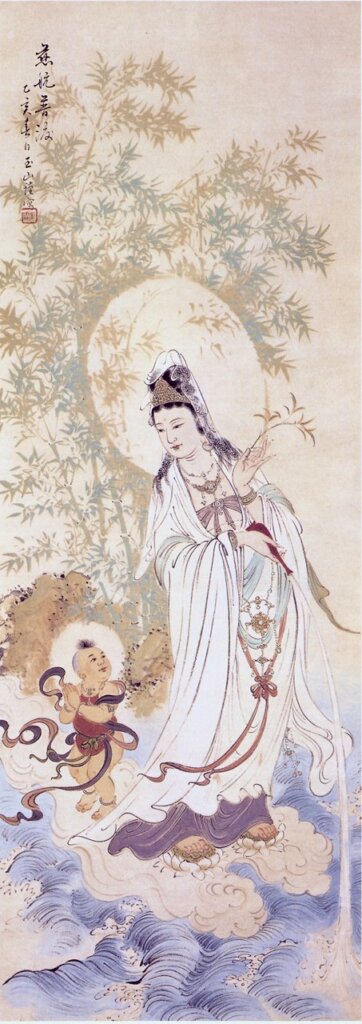 林玉山1935年作〈慈航普渡〉，135.8×49.5公分，日本大阪和泉市久保惣記念美館藏。