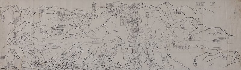 傅抱石1941年作〈畫雲臺山記圖卷及設計稿〉，圖卷33×117公分、設計稿33×115公分，成交價人民幣4255萬元。