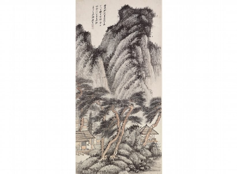 香港佳士得民國張大千〈仿王蒙春山讀書圖〉,成交價1024萬港元。
