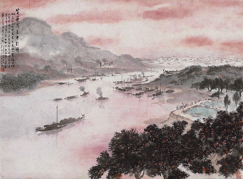 傅抱石〈芙蓉國裡盡朝暉〉，68×92公分，成交價人民幣3450萬元。