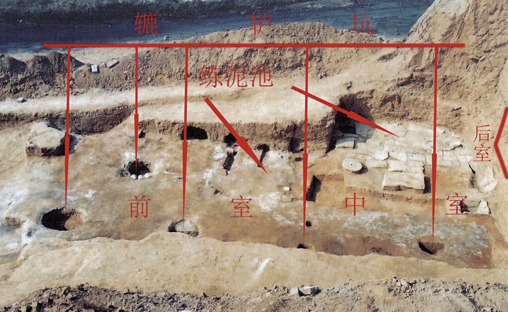 小黃冶附近黃冶河東岸（II區）高鋁瓷廠東依的斷崖南壁上的唐代窯洞式作坊。