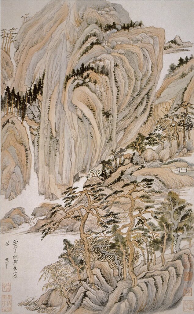 明董其昌〈山水高冊〉第三開,美國納爾遜美術館藏。