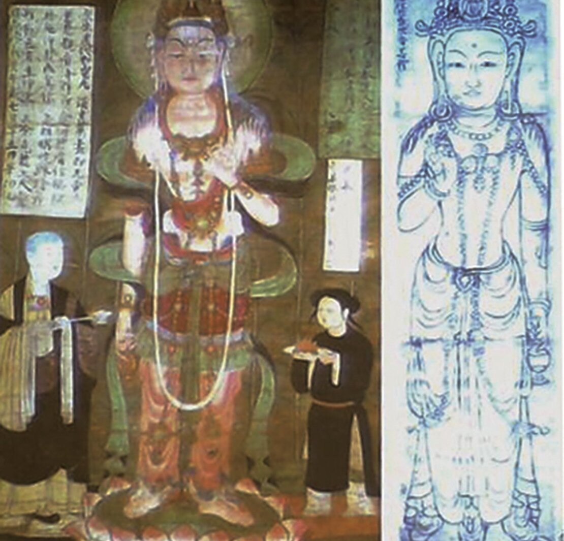 胡素馨比較敦煌帛畫跟稿本的異同之處。