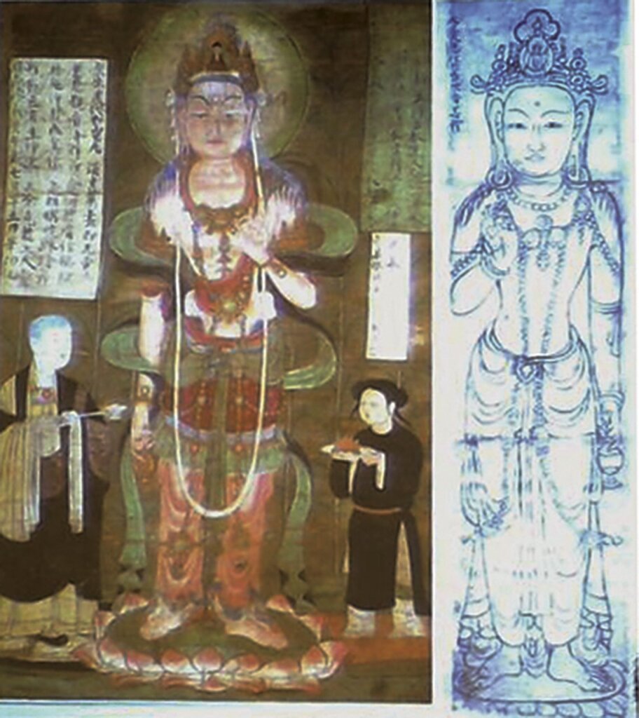 胡素馨比較敦煌帛畫跟稿本的異同之處。