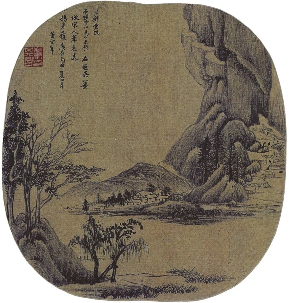 董其昌〈燕吳八景圖〉之「赤壁雲帆」，上海博物館藏。