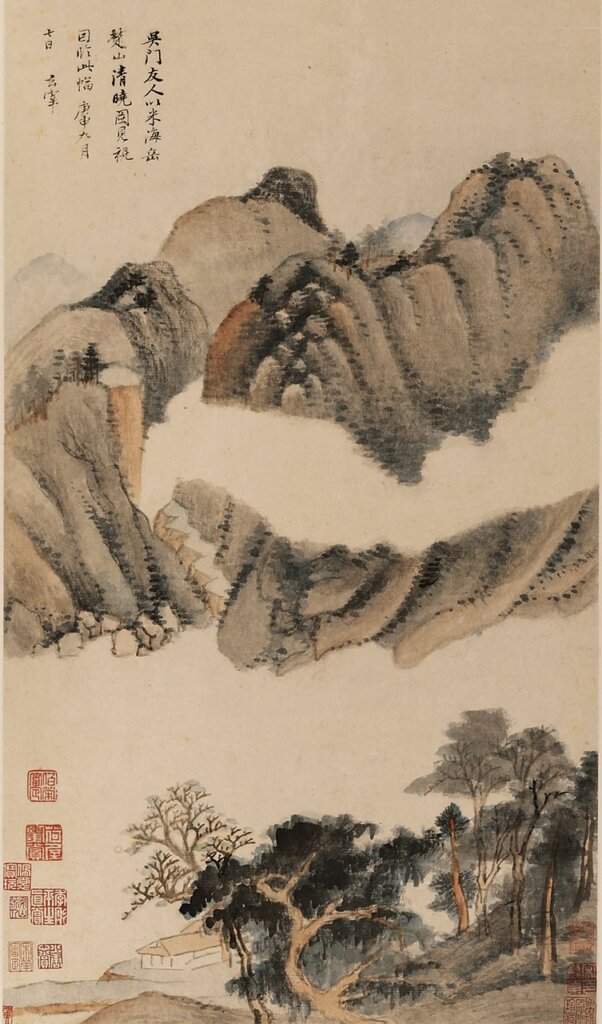 明董其昌〈秋興八景圖冊〉第五開,上海博物館藏。
