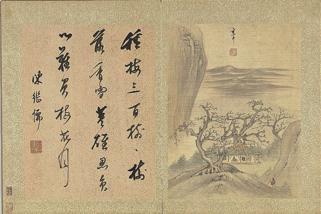 明董其昌〈書畫冊〉，國立故宮博物院藏。圖為其中一開。圖╱翻拍自故宮典藏系統。