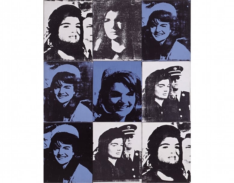 安迪．沃荷《九個賈桂琳．甘迺迪（Jacqueline Kennedy）》．1964。