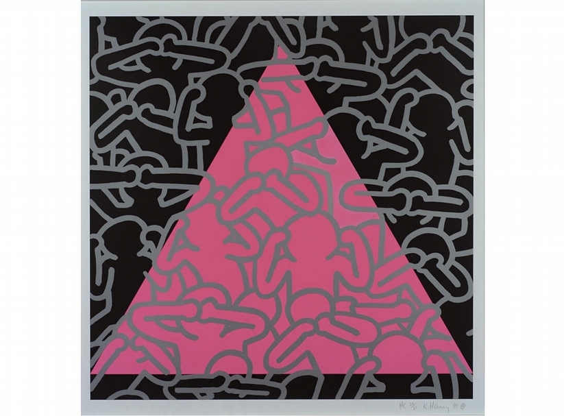 凱斯哈林《沉默=死亡》．絹印．99×99 cm．1989。（時藝多媒體提供，Copyright of Keith Haring Foundation）