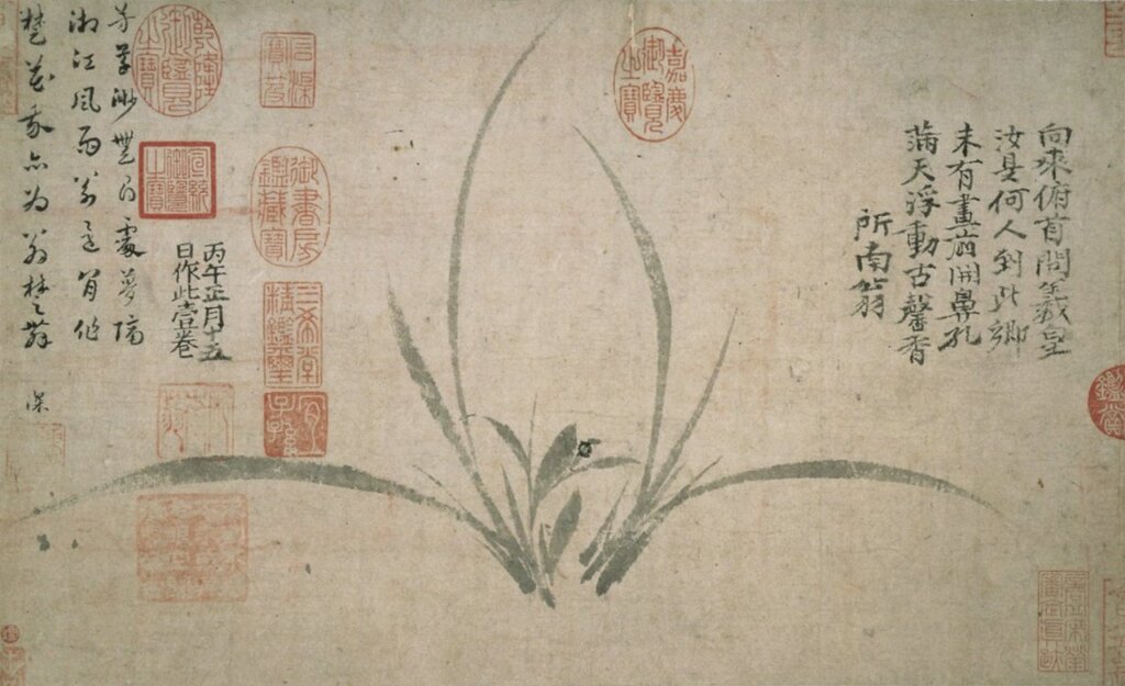 元鄭思肖〈墨蘭圖〉,日本大阪市立美術館藏。