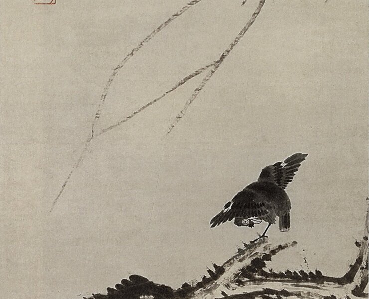 八大山人1703年作〈楊柳浴禽圖〉，北京故宮博物院藏。