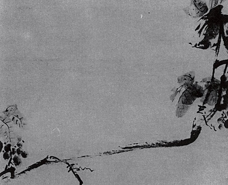 溫日觀作於1291年〈葡萄圖〉軸，日本井上三郎收藏。