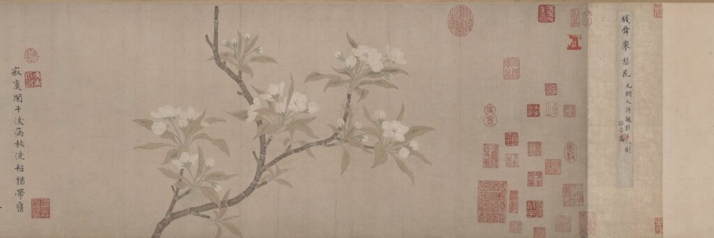 傳錢選〈梨花圖〉,美國大都會藝術博物館藏。