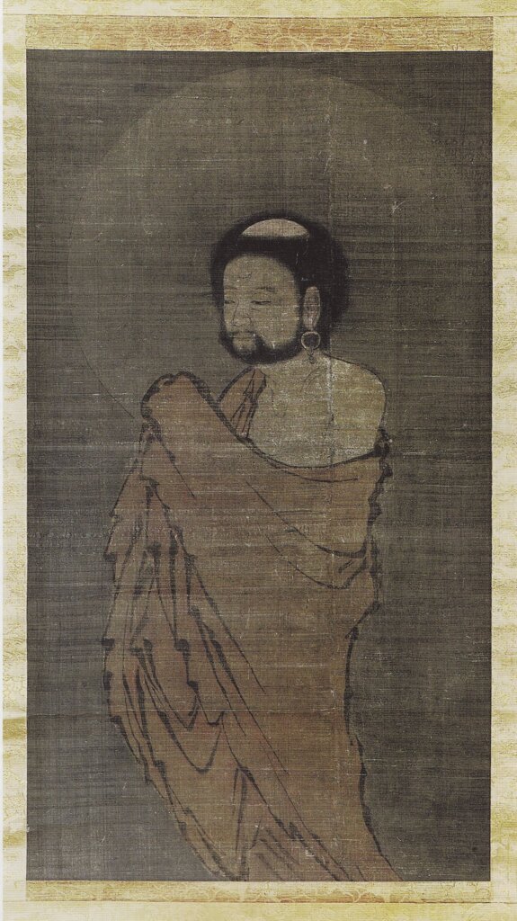 元人無款14世紀中期〈出山釋迦圖〉立軸，86×48公分，絹本設色，德國柏林國家博物館亞洲藝術館藏。