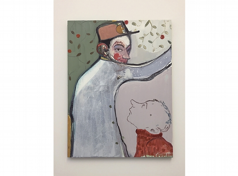 Sanya Kantarovsky, A Way To End An Evening, 2015, Oil, watercolor, pastel, charcoal on canvas, 86.4×66cm(多姆斯收藏提供)