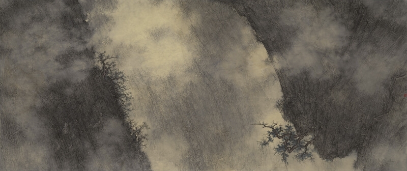 李華弌 崖間蒼古 紙本設色水墨 86x204cm 2012 季豐軒畫廊提供