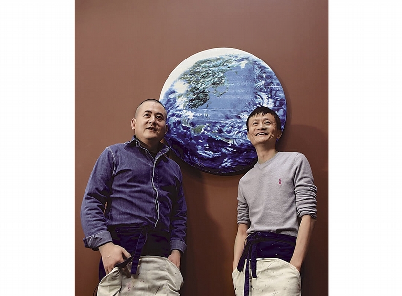 曾梵志（左）與馬雲共同創作的《桃花源》，寫下去年藝壇的公益拍賣驚奇，以3600萬港元落槌。